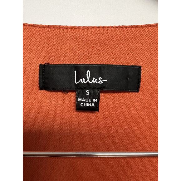 LULUS Wrap Mini Dress Rust Orange Small Floral Long Sleeve V-neck Cottage Boho - Picture 5 of 9